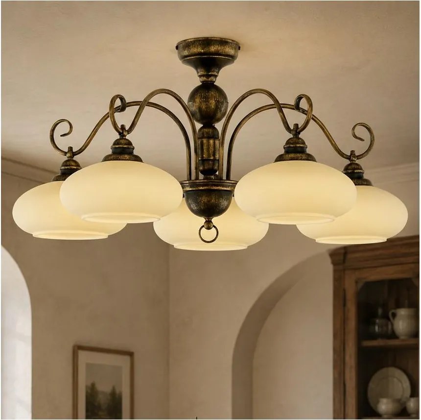 Brilagi - Lustră aplicată MOLLERO 5xE27/15W/230V Ø 84 cm bronz/patină
