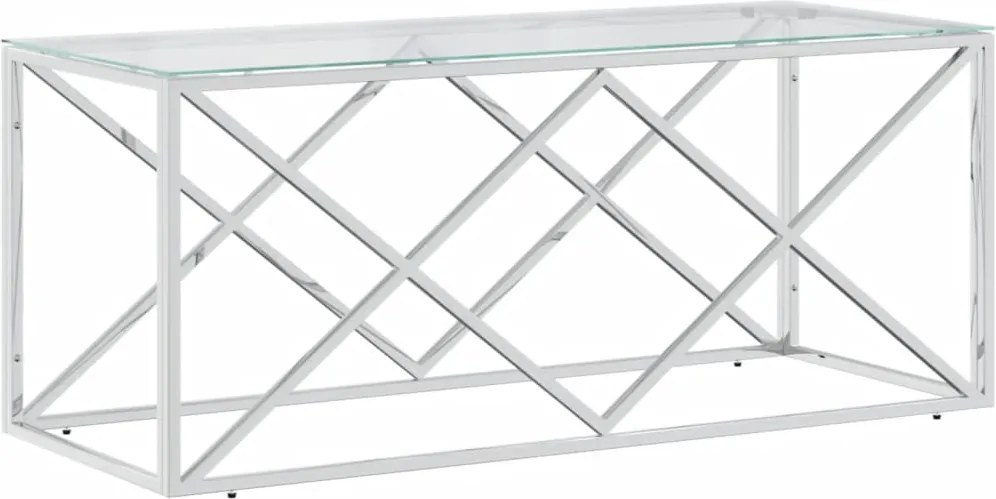 vidaXL Masă de cafea, 110x45x45 cm, oțel inoxidabil și sticlă