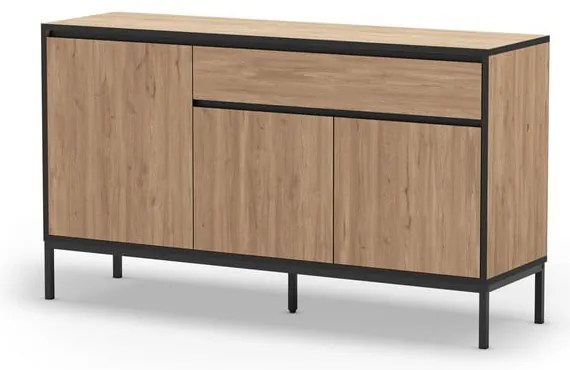 Comodă în culoare naturală joasă cu aspect de lemn de stejar 140x80 cm Lorenza – Marckeric