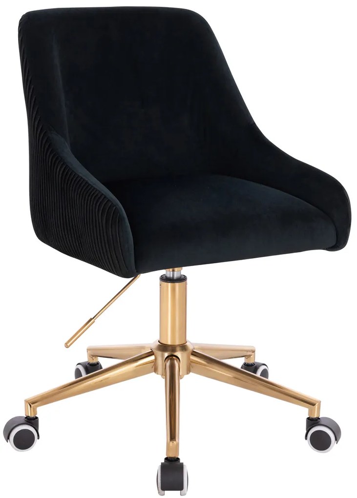 HR920K Scaun Neagră din Catifea cu Bază Aurie