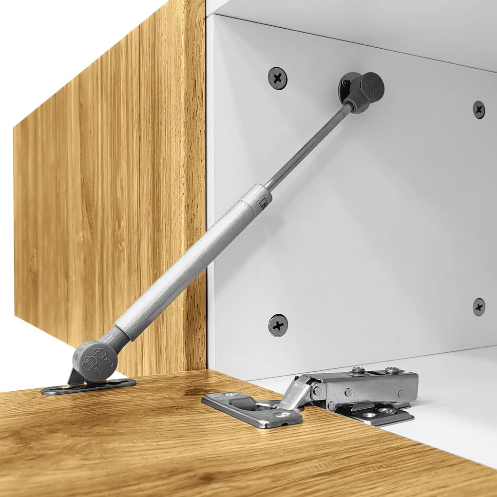 Comodă TV cu lungime reglabilă, design modular 2-piese, 130-220L x 30P x 63,4Î cm, Culoare naturală