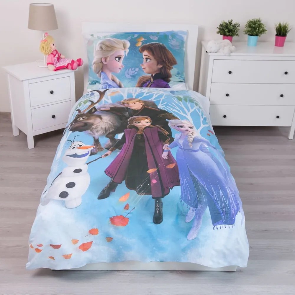 Lenjerie de pat pentru copii din bumbac pentru pat de o persoană 140x200 cm Frozen – Jerry Fabrics