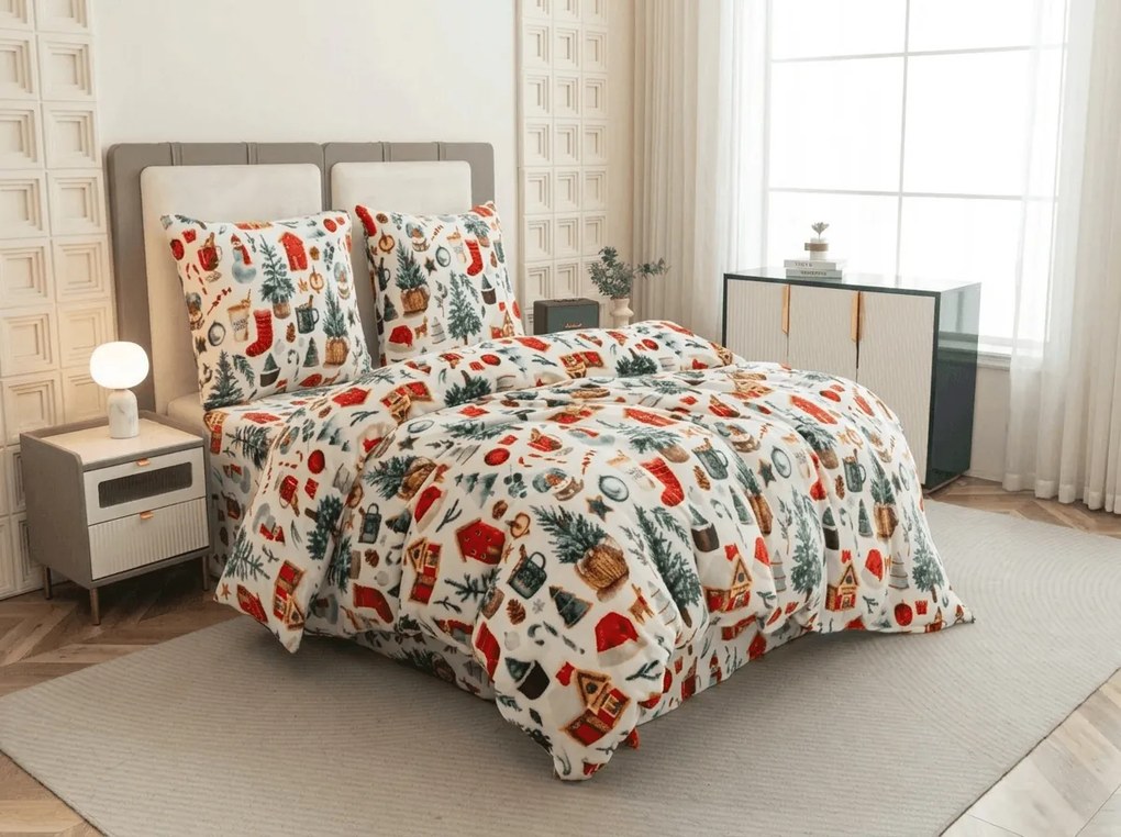 Lenjerie cocolino FESTIVE MAGIC alba Dimensiune lenjerie de pat: 70 x 90 cm | 140 x 200 cm
