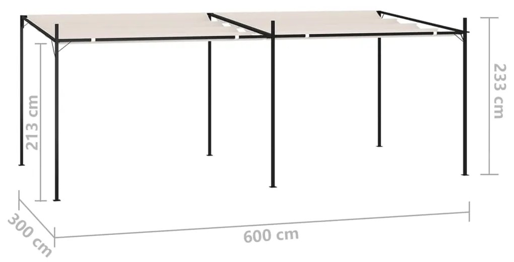 Pavilion cu acoperis retractabil, crem, 600x300x233 cm Crem, 600 x 300 x 233 cm