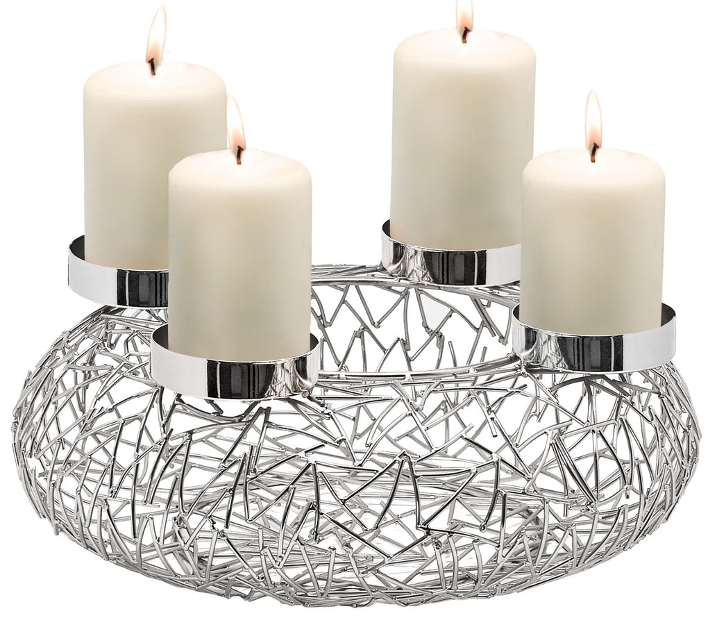 Coroană de advent, Milano Ø 34 cm, argintie - EDZARD
