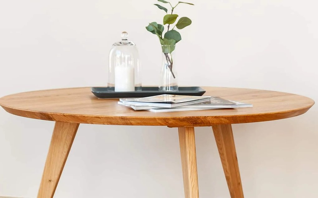 Masă stejar masiv Cafea Oscar Rotundă - ⌀50cm