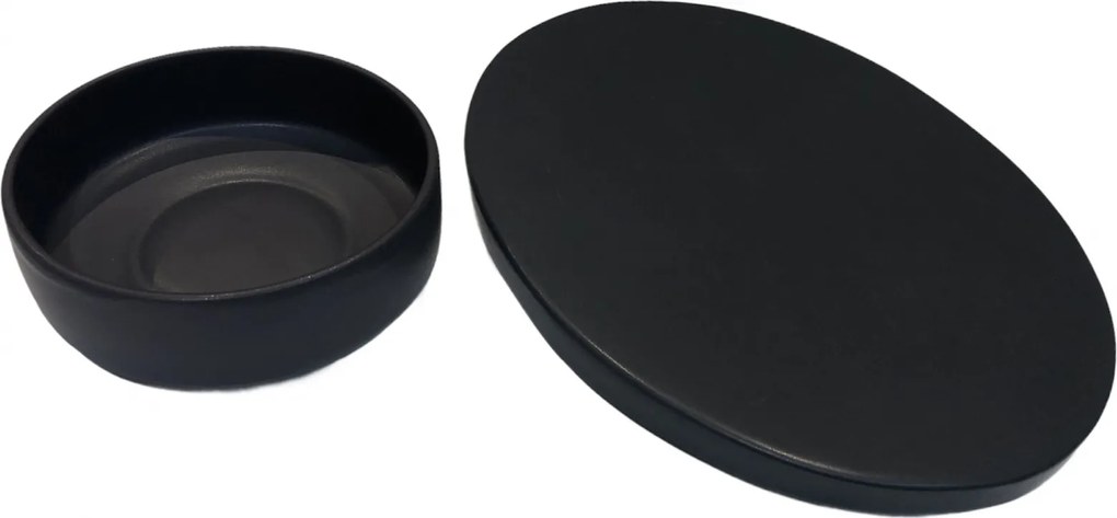 Set 48 Piese Sushi Vulcano ( 24 Platouri Sushi + 24 Boluri Vulcano) Glazura Negru Mat Carbon