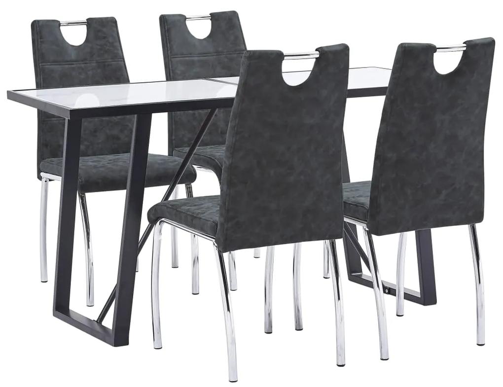 3050078 vidaXL Set de mobilier de bucătărie, 5 piese, negru, piele ecologică
