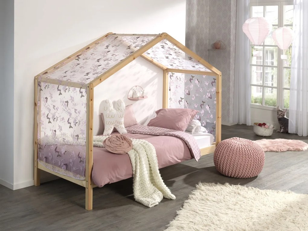 Set DALLAS culoare lemn natural este format dintr-un Pat copii Vipack fără gard (90 x 200 cm) și un sertar.