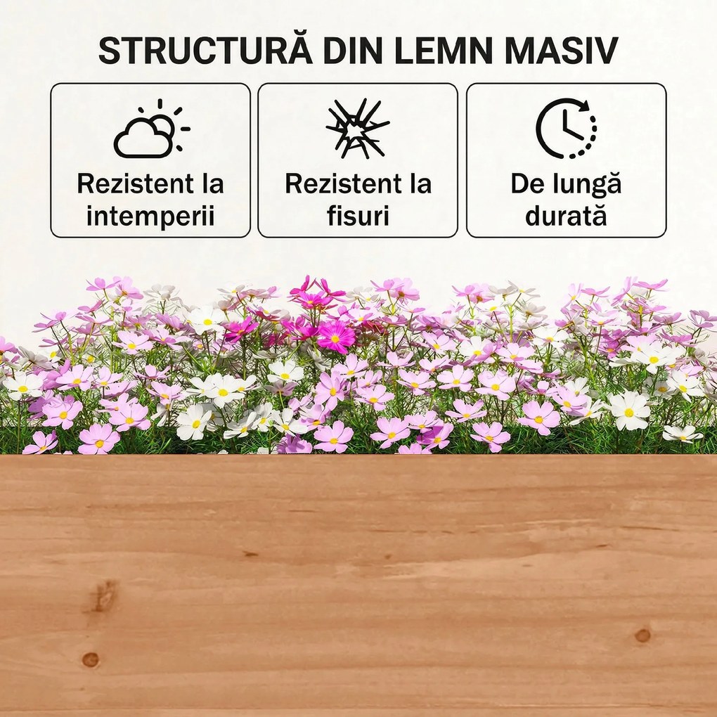 Outsunny Jardinieră Verticală înălțată pe 4 Niveluri, din Lemn pentru Exterior, cu Orificii de Drenaj și Căptușeală Textilă, pentru Plante Aromatice, Flori și Legume, 85x45x140 cm, Maro | Aosom Romania