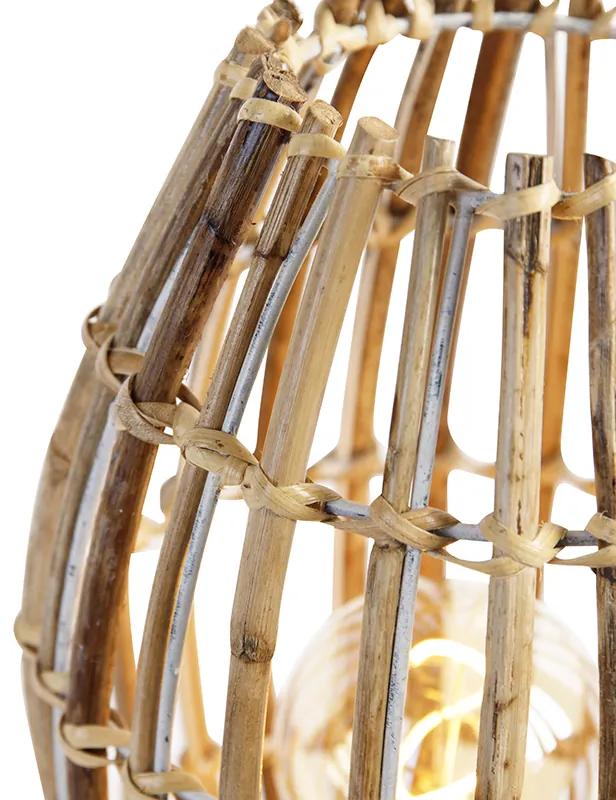 Lampa de masa rurala bambus cu alb - Canna Capsule