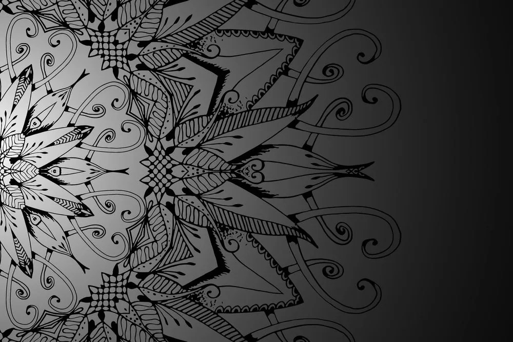 Tablou Mandala în design alb-negru