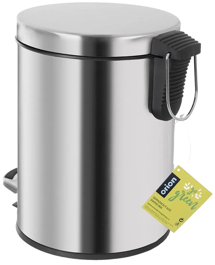 Coș de gunoi argintiu lucios cu pedală din oțel inoxidabil 3 l – Orion