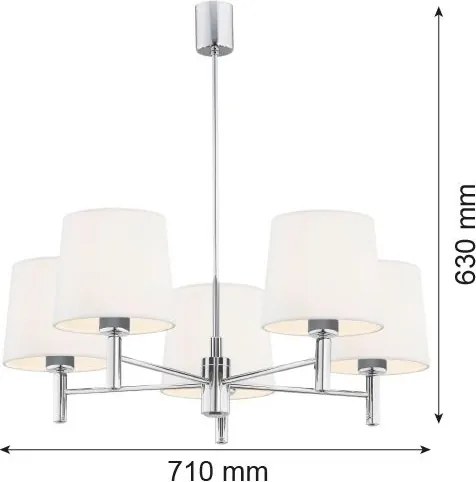 Brilagi - Lustru pe tijă MONTE 5xE27/60W/230V crem/crom lucios