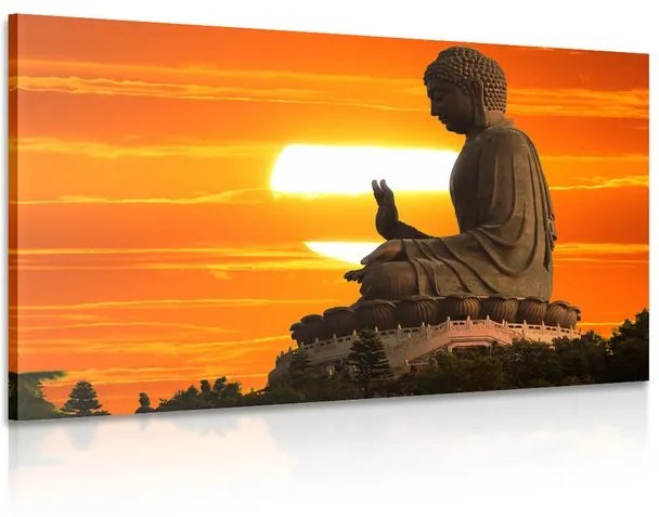Tablou statuia lui Budha la apus de soare