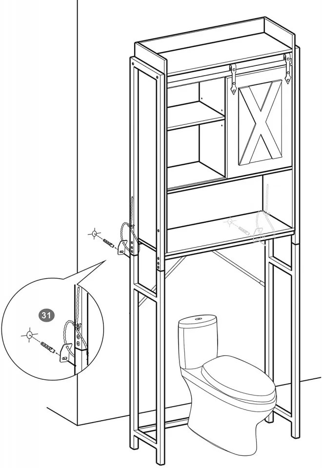 DUI1 - Dulap inalt toaleta, 64 cm - Mobilier Baie Industrial