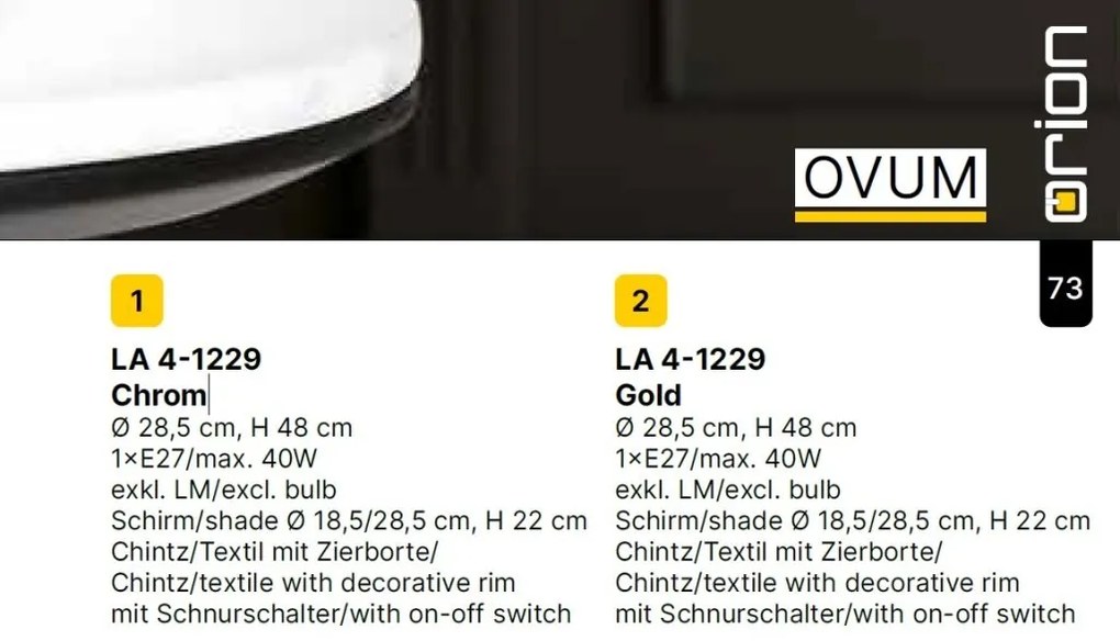 Veioza/Lampa de masa design elegant OVUM alb/crom