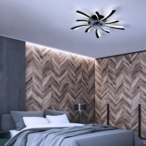 Brilagi-LED Lampă cu ventilator, dimabilă LED/50W/230V 3000-6500K negru+DO