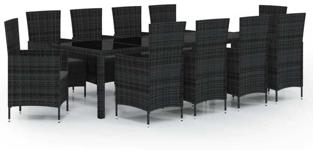 3094856 vidaXL Set mobilier de exterior cu perne, 11 piese, negru, poliratan