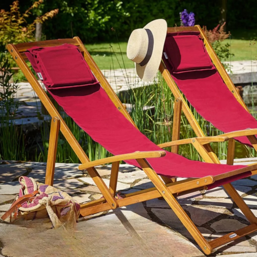 Șezlong de grădină SIENA, 65x87x102cm, roșu Casaria