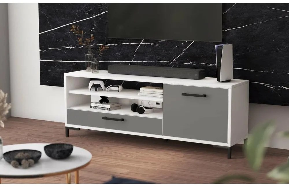 Masă TV Cascade  (alb + gri). 1098743