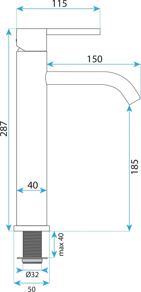 Baterie pentru baie Rea Foster Brush Nickel High