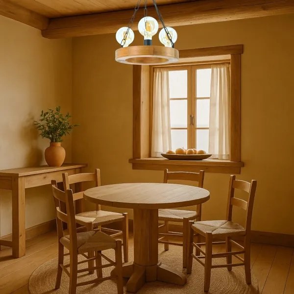 Lustră pe lanț IOS 3xE27/60W/230V d. 30 cm fag