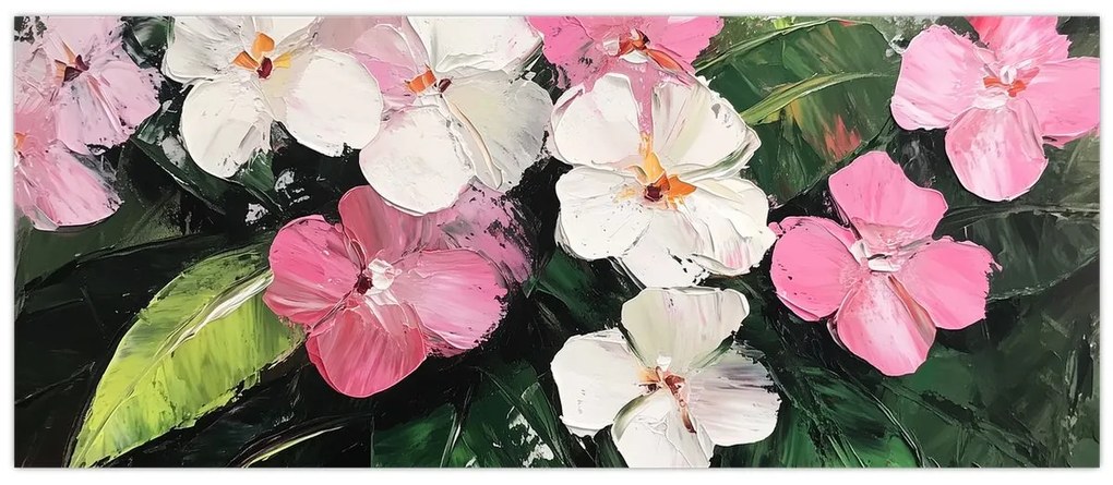 Tablou - Flori roz și albe (120x50 cm)