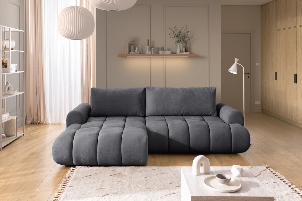 Colțar extensibil pentru dormit Lutario Mini stânga - chenille gri Vibe 95