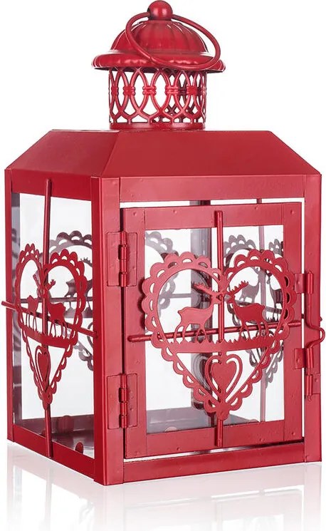 Candelă de tablă INIMĂ roşie