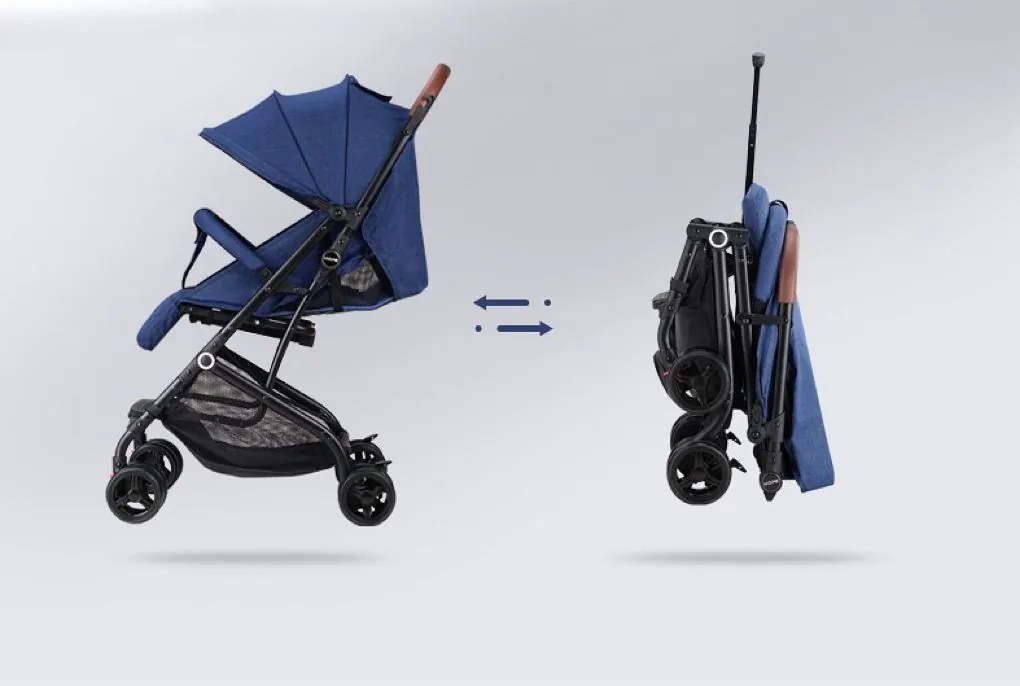 Carucior sport ușor și compact, pliere facilă, ideal pentru călătorii, centură de siguranță în 5 puncte, Bleumarin - CPC-33-bleumarin