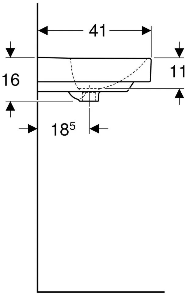 Lavoar baie alb 50 cm, dreptunghiular, Geberit Smyle