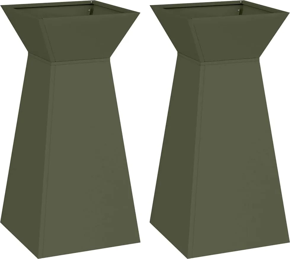 vidaXL Vază pe pilon 2 pcs Oliv 35 x 35 x 73 cm