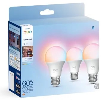 Set 3x bec LED dimabil Philips Hue WACA, E27, 8W, 230V, 2200–6500K