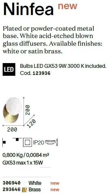 Aplica de perete design modern Ninfea ap1 alba
