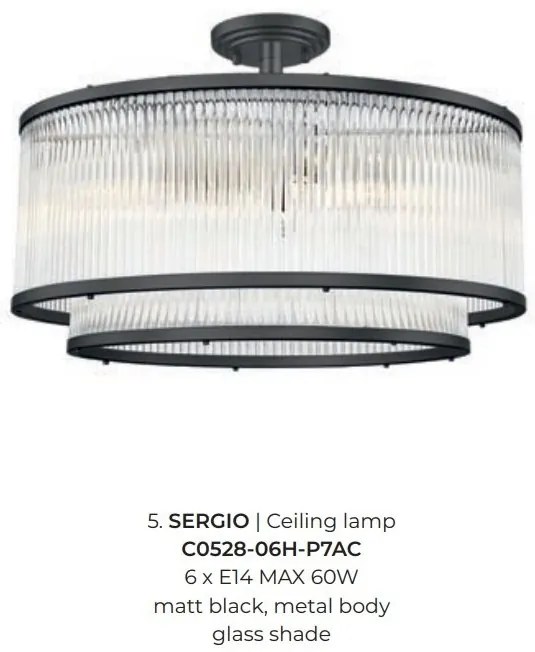 Lustra aplicata eleganta design modern SERGIO negru mat