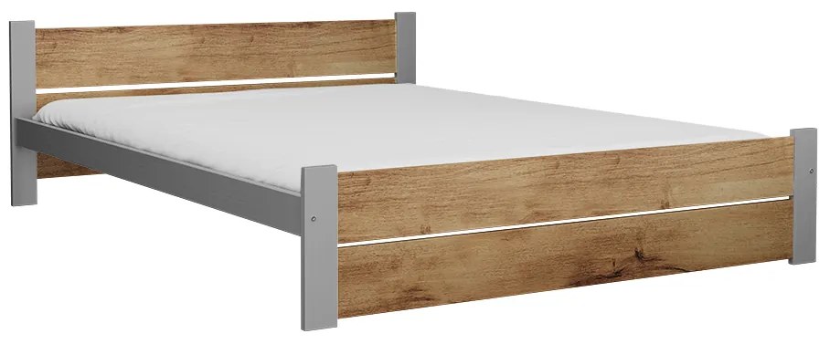 Pat dublu IKAROS DOUBLE 180 x 200 cm, stejar artisan/gri Saltele: Cu saltele Sommera 18 cm, Somiera pat: Cu lamele drepte