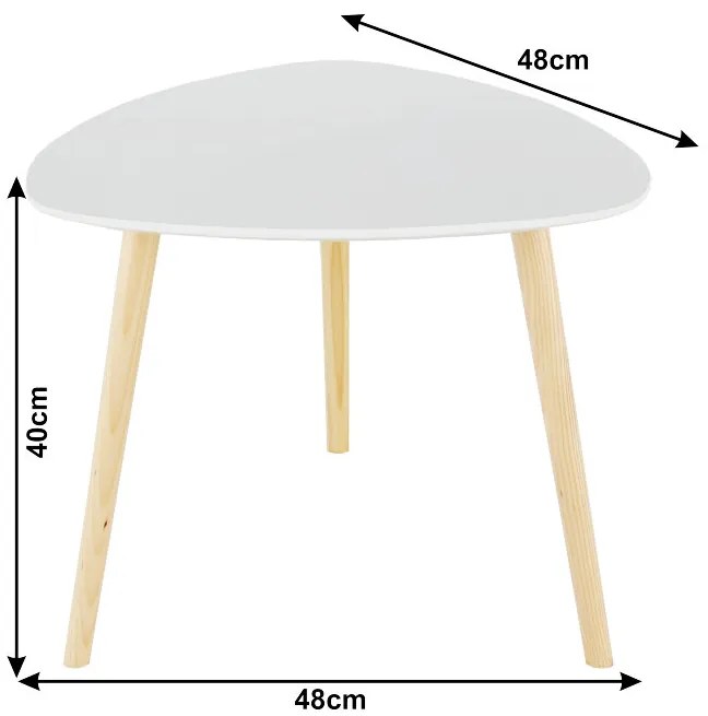 Masuta portabila Tavas 48 cm alb si lemn natural