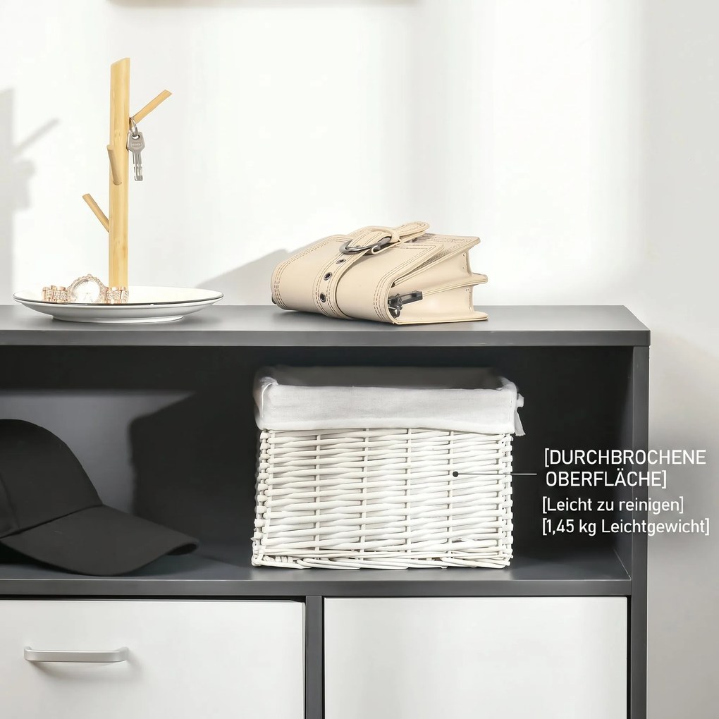 HOMCOM Pantofar Spațios cu 2 Uși Rabatabile și Raft Deschis, Design Modern, Gri și Alb | Aosom Romania