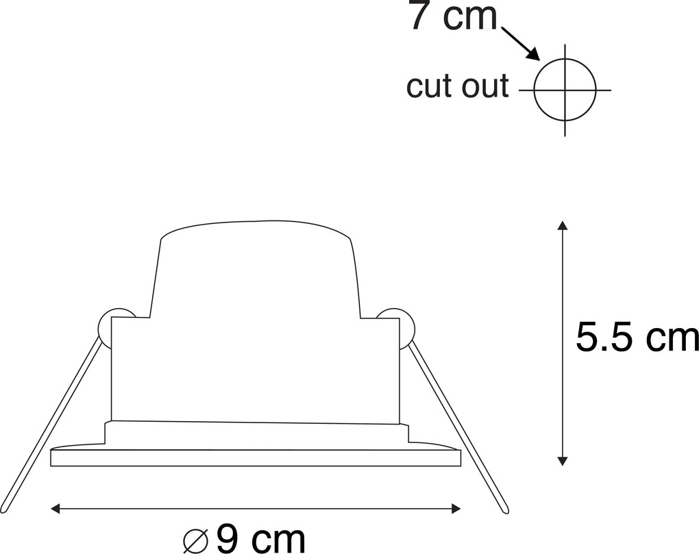 Set de 6 spoturi încastrate moderne negre, inclusiv LED, cu dimmer în 3 trepte IP65 - Blanca