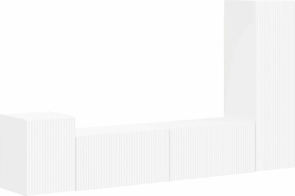 vidaXL Set comodă TV Pe perete 4 pcs Alb Lemn compozit