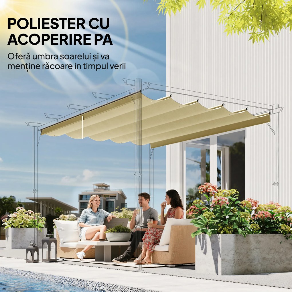 Outsunny Tettuccio di Ricambio per Gazebo 3x3 m con 10 Fori di Drenaggio Grigio | Aosom Romania