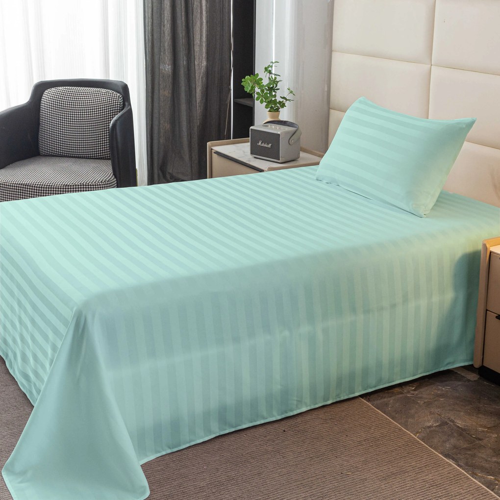 Cearsaf de hotel din microfibra 140x240 cm si husa pentru perna 50x70 cm JASMINE, mentol Inchidere: Fermoar