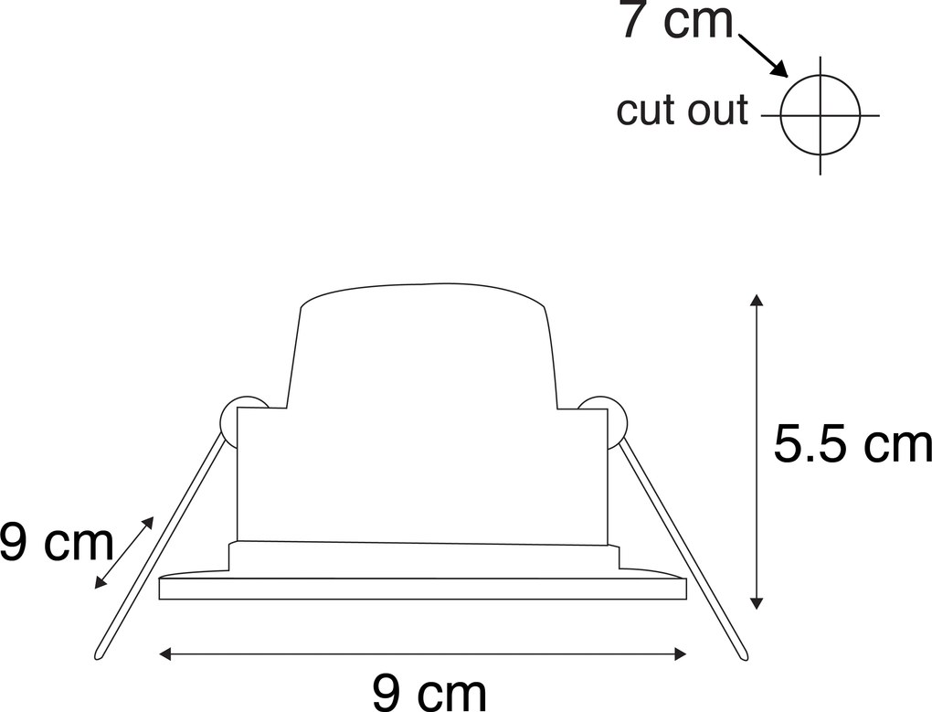 Set de 6 spoturi încastrate moderne negre, inclusiv LED, cu 3 trepte de intensitate luminoasă, IP65 - Simply