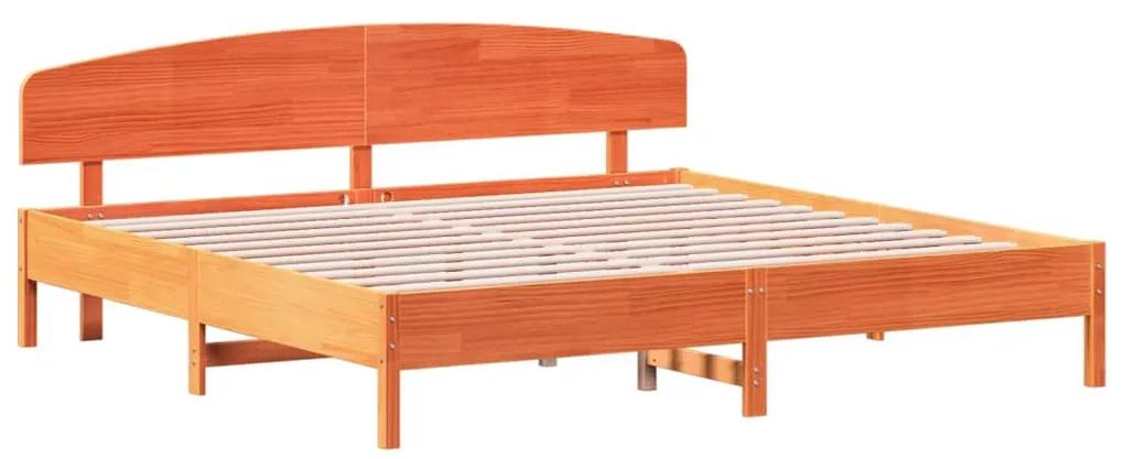 3207196 vidaXL Cadru de pat cu tăblie, maro ceruit, 200x200 cm, lemn masiv pin