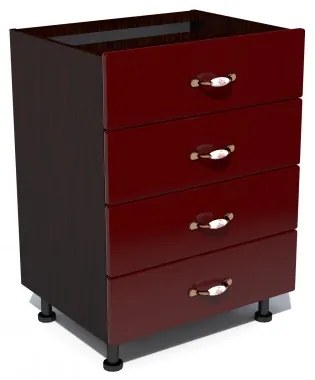 Corp inferior 60 cu 4 sertare Zebra MDF rosu simplu