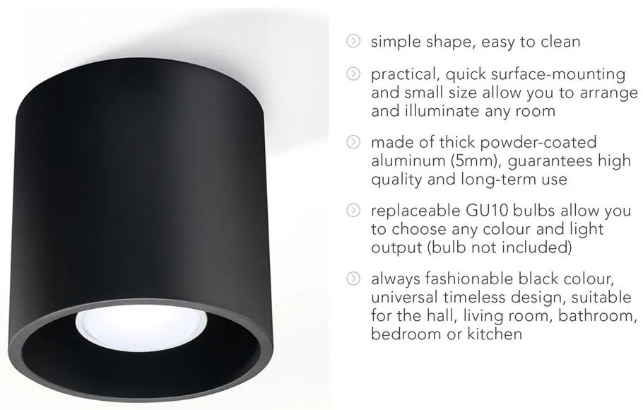 Plafonieră Sollux Roda, negru