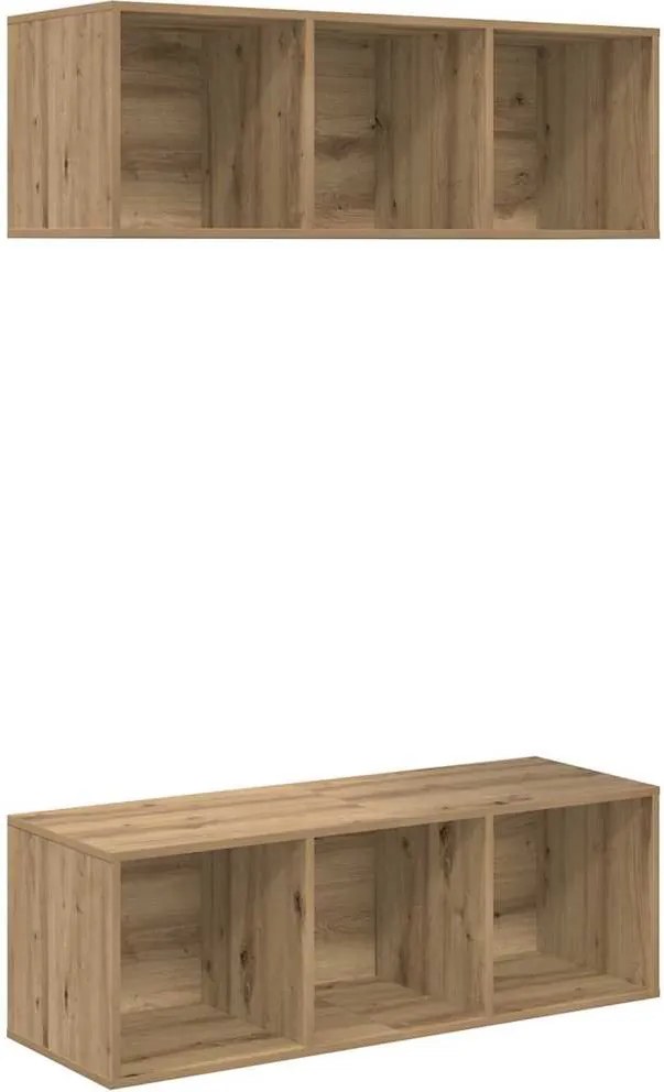 vidaXL Set comodă TV Pe perete 2 pcs Stejar Artizanal 37 x 37 x 107 cm
