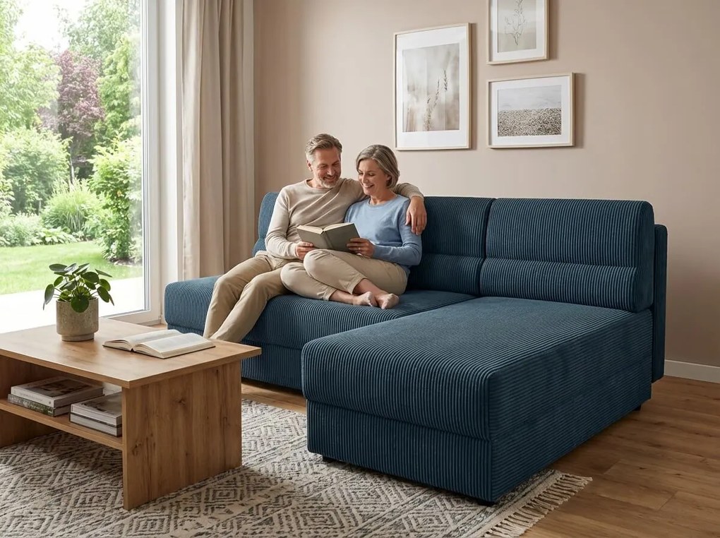 Coltar extensibil reversibil TAVERO 201x140 cm, albastru inchis