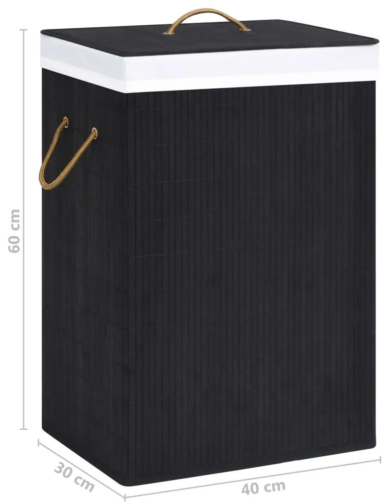 Cos de rufe din bambus, negru, 72 L 1, Negru, 40 x 30 x 60 cm